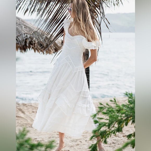 NWT LoveShackFancy Brin Cotton Maxi Dress in White